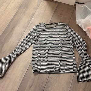 Zara Monochrome Striped Long Sleeve Top